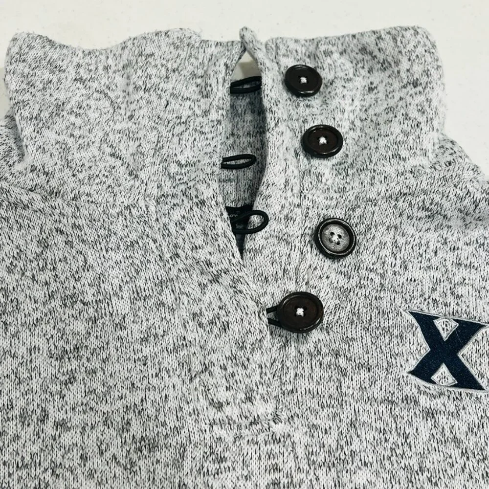 Xavier Musketeers Champion Elite Fleece Sweater Pullover Henley Heathered Gray S - Picture 4 of 8